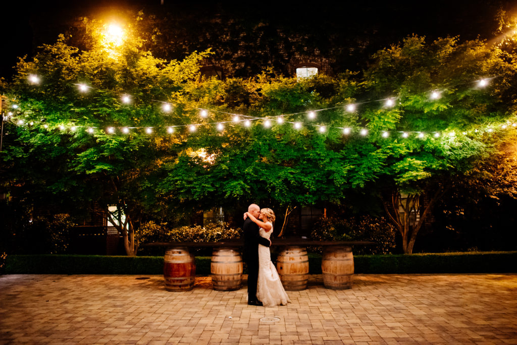 Napa Valley Winery Wedding at Vintage Estates under the lights at night