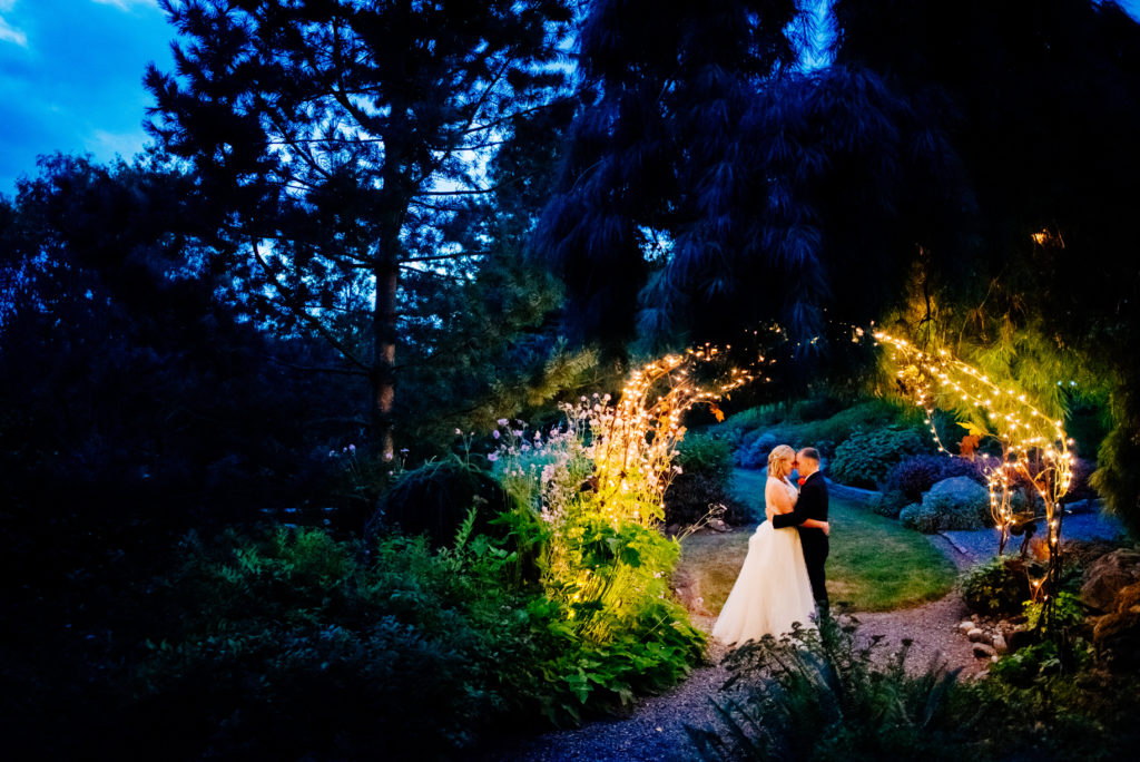 Twin Willow Gardens Wedding Night Photography in Snohomish, Washington.